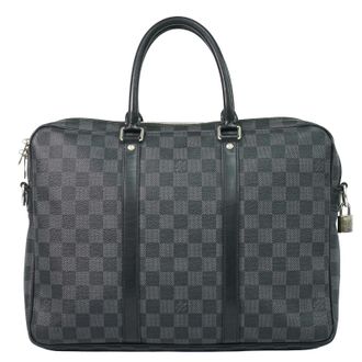 Louis Vuitton Porte-Documents Voyage Damier Graphite Gray Canvas Briefcase Bag (Pre-Owned)