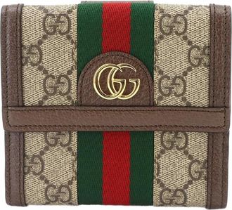 Gucci Beige Brown Gg Supreme Leather Wallet (Bi-Fold) (Pre-Owned)