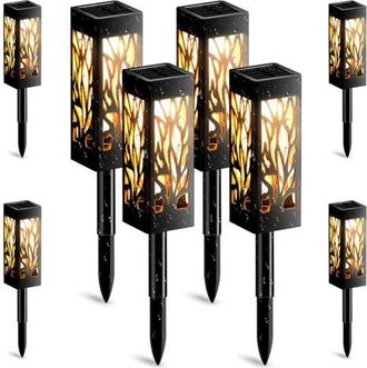 OEM Juego De 8 Faroles Solares Decorativos Para Exteriores Con Luz Blanca C&aacute;lida, Resistentes Al Agua (ip65), Ideales Para Jardines, Senderos, C&eacute;sped, Esc