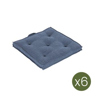 ED&Egrave;N JARD&Iacute; Pack de 6 cojines para sillas de jard&iacute;n olefin azul 42x42 cm