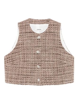 Sandro tweed sleeveless top - women - Fabric - 4 - Brown