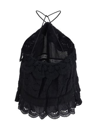 Isabel Marant Womens Prisha Ruffle Top Black Polyester; Cotton