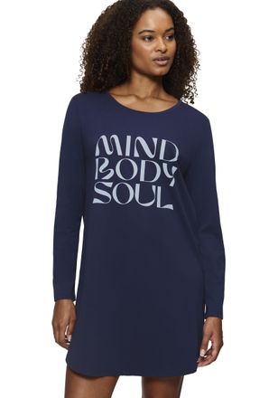 Triumph Nachthemd TRIUMPH Nightdresses NDK LSL X, Damen, Gr. 36, N-Gr, blau (new navy), Jersey, 100% Baumwolle, unifarben, bequem knieumspielend, Rundhals, Kl