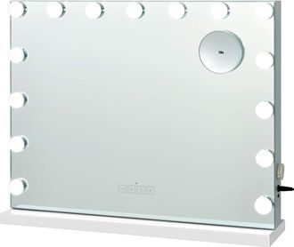 Costway Costway - Espejo De Maquillaje Con 15 Luces Led Espejo Con 3 Colores De Luz Y Un Espejo Peque&ntilde;o Con 10 Aumentos Espejo Cosm&eacute;tico Bluetooth