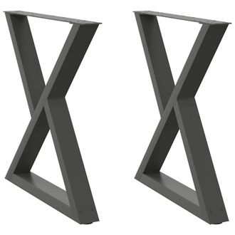 Berkfield Home Dining Table Legs 2 pcs Anthracite 70x(72-73.3) cm Steel in Dark Grey