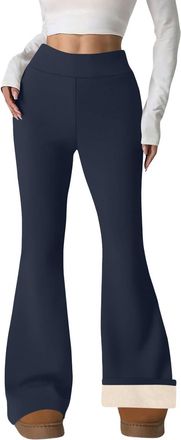 Generic Thermal Leggings Women Fleece Lined Womens Leggings with Pockets Winter Warm Comfy Soft High Waisted Gym Yoga Pants Plus Size Tights for Women Running