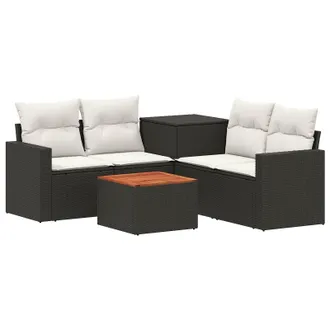 vidaXL Vidaxl Set Di Divani 6 Pz Nero E Bianco Crema