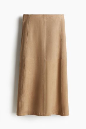 H&M Velourslederrock in A-Linie - Beige