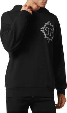 Philipp Plein Hoodie Sweatshirt Chrome - Heren - Hoodies - Zwart - 2XL - Katoen - Hoodies & sweatvesten
