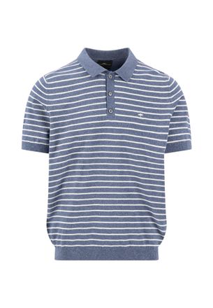 Fynch-Hatton Poloshirt FYNCH-HATTON, Herren, Gr. 4XL, horizon, Web, Obermaterial: 88% Baumwolle, 12% Leinen, gestreift, regular fit normal, ohne Ausschnitt, B&uuml;ndch