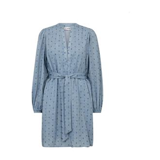 Co'Couture Short Dresses, female, Blue, S, Dottiecc V-Dress in Dusty Blue
