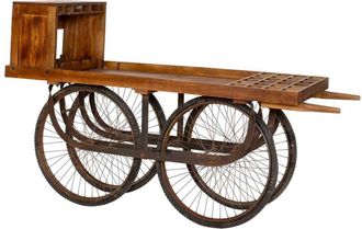 Wanderlust Deco Carro expositor botellero de madera marr&oacute;n 180x60x91h cm