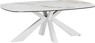 Vente-Unique Mesa de centro de cristal templado, cerámica y metal - Efecto mármol blanco - DERIYA de Maison Céphy