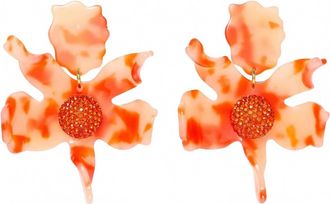 Lele Sadoughi Womens Crystal Lily Earrings In Papaya