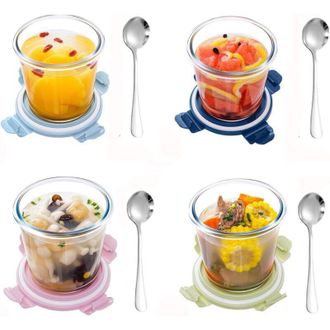 OEM Juego De 4 Recipientes De Vidrio De 800 Ml Con Tapa, Para Sopa, Cuencos De Vidrio Con Tapa, Recipiente Para Sopa De Cocina, Cuencos De Vidrio Con Tapa