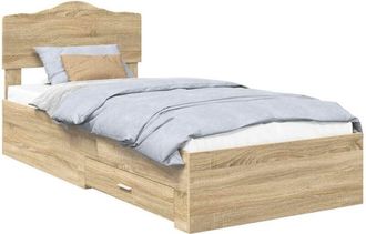 vidaXL Bed Frame with Headboard Sonoma Oak 90 x 200 cm Engineered Wood vidaXL