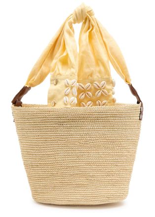 Sensi Studio Shell Sleeve Medium Straw Basket bag - Yellow - One Size