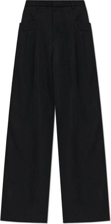 R13 Wollen broek met plooien - Dames - Wijde Broeken - Zwart - W28 - Wol - Broeken