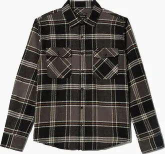 Brixton Mens Brixton Bowery L/S Flannel Shirt Black/Charcoal/Pinecone - Size: 44/Regular