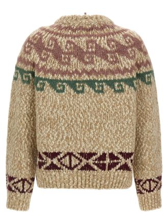 Moncler Wool-Alpaca Jacquard Sweater - Beige