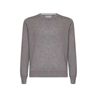 Brunello Cucinelli Crewneck Jumper - male - Brunello Cucinelli - Round-neck Knitwear - Gray - 2XL - Knitwear