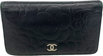 Chanel Black Leather Long Wallet (Bi-Fold) (Pre-Owned)
