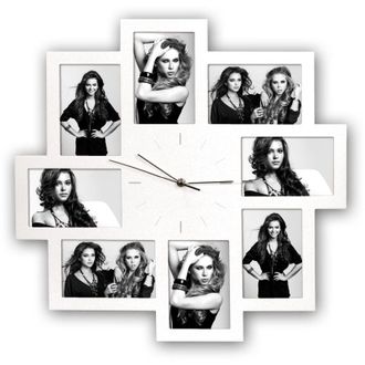 None Zep S.r.l PC008W Orologio da Parete con 8 Foto, 10 x 15 cm, bianco, plastica