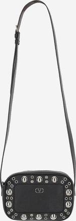 Valentino Garavani Womens Suede Crossbody Bag With Vlogo Black Leather Shoulder