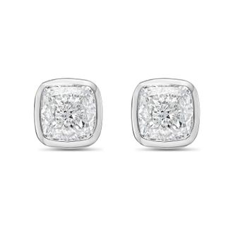 Diana M. Jewels 14KT WHITE GOLD LAB GROWN CUSHION CUT STUDS IN A BEZEL SETTING WEIGHING 7.00 CTS TW