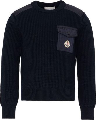 Moncler Boys Enfant Sweater Blue Virgin Wool