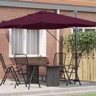 Berkfield Home Cantilever Umbrella Bordeaux Red Polyester, Steel Large
