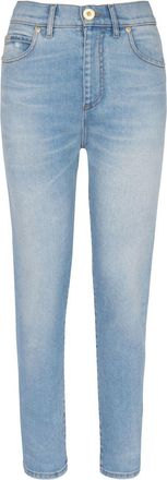 Balmain high-rise slim-cut jeans - women - Polyester/Elastane - 38 - Blue