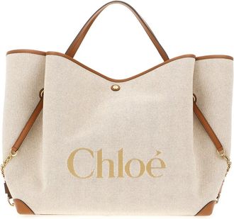 Chlo&eacute; Grote Clover Tote Bag - Dames - Handtassen - Beige - ONE Size - Katoen - Tassen