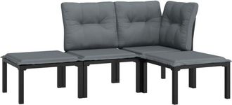vidaXL Set De Muebles De Jard&iacute;n 4 Piezas Rat&aacute;n Sint&eacute;tico Negro Y Gris Vidaxl