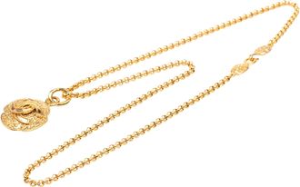 Chanel Tweedehands Vergulde Cc Medaillon Hanger Ketting