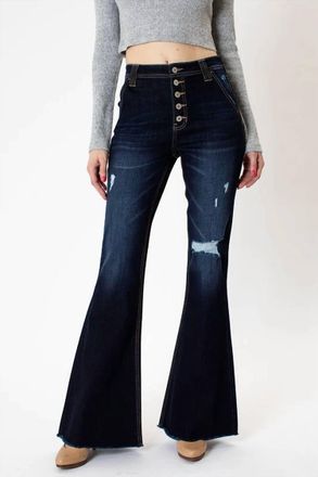 Kancan Bellini High Rise Flare Jeans In Dark Wash