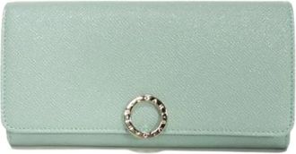 Bulgari Pre-owned Long wallet (bi-fold) - Dames - Vintage Accessoires - Groen - ONE Size - Leer - Vintage