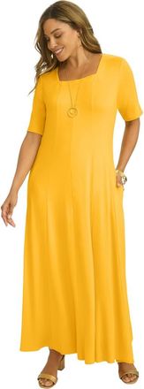 Jessica London Square Neck Maxi Dress in Sunset Yellow at Nordstrom, Size Small