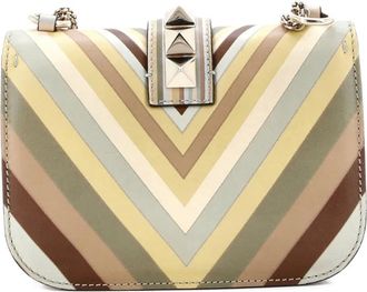 Valentino Garavani 1975 Glam Lock gestreepte leren kleine crossbodytas - Veelkleurig