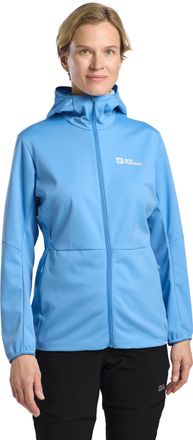 Jack Wolfskin Softshelljacke JACK WOLFSKIN FELDBERG HOODY W, Damen, Gr. XL, blau (mid blau), Obermaterial: 100% Polyester, Jacken Softshelljacke, f&uuml;r Wandern und Tr