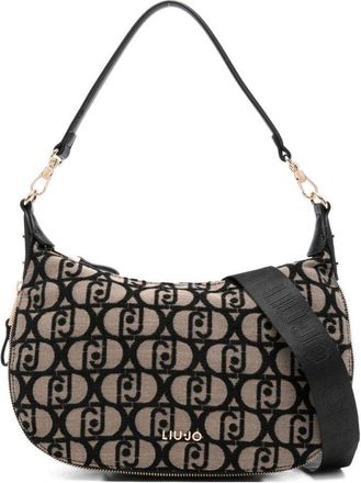 Liu Jo Curved Brown Shoulder Bag With Gold-Tone Accents