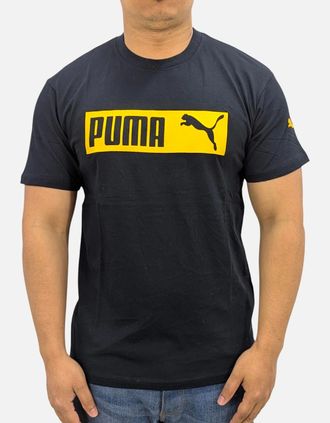 Puma Mens Puma Mens Essentials Logo T Shirts Crew Neck Pullover Casual Cotton Sports Tee - Black - Size: 36