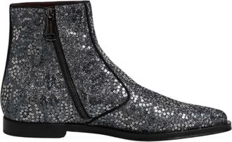 Dolce & Gabbana Donkergrijze Katoenen Geleerde Chelsea Boots Schoenen