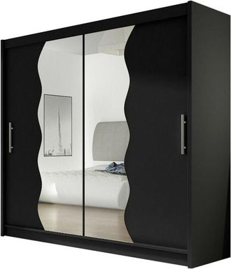 Mirjan24 Mobilier1 - Armario Closico 125, Negro, 215x180x57cm, Puertas de armario: Correderas, Número de estantes: 0