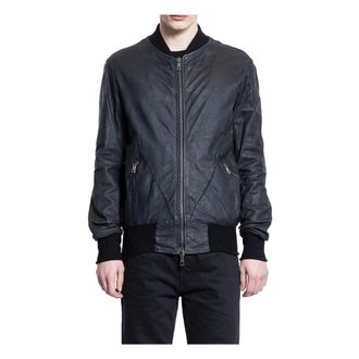 Giorgio Brato Bomber Jackets, male, Black, Size: M Bomber su agnello vegetale smerigliato