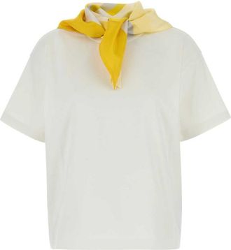 Bottega Veneta White Crew Neck Scarf T-Shirt