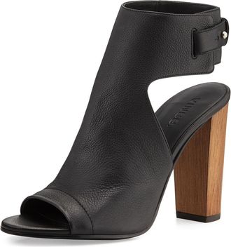 Vince Addie Leather Peep-Toe Booties Size 36