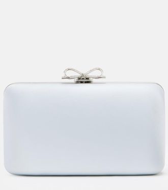 Self Portrait Bow embellished satin clutch