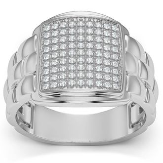 Pompeii3 1/4Ct Pave Diamond Mens Wide Ring Lab Grown in White, Yellow, or Rose Gold