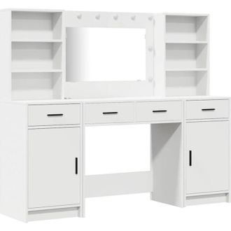 vidaXL Conjunto De Mesa De Tocador 3 Pcs Blanco Madera Contrachapada Vidaxl